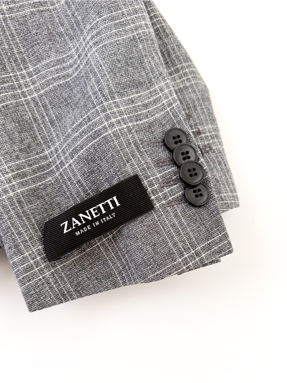 NWT New Zanetti Italian Wool Gray Plaid Sport Coat Windowpane Unstructured 40R - Picture 11 of 13